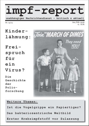 Kinderlähmung - Freispruch für ein Virus? impf-report Titelseite